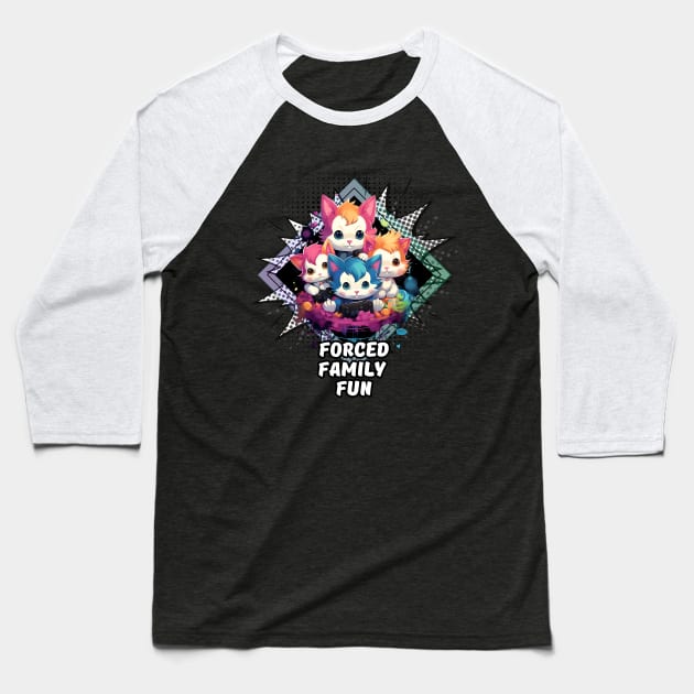 Forced Family Fun - Gamer Cat Baseball T-Shirt by MaystarUniverse